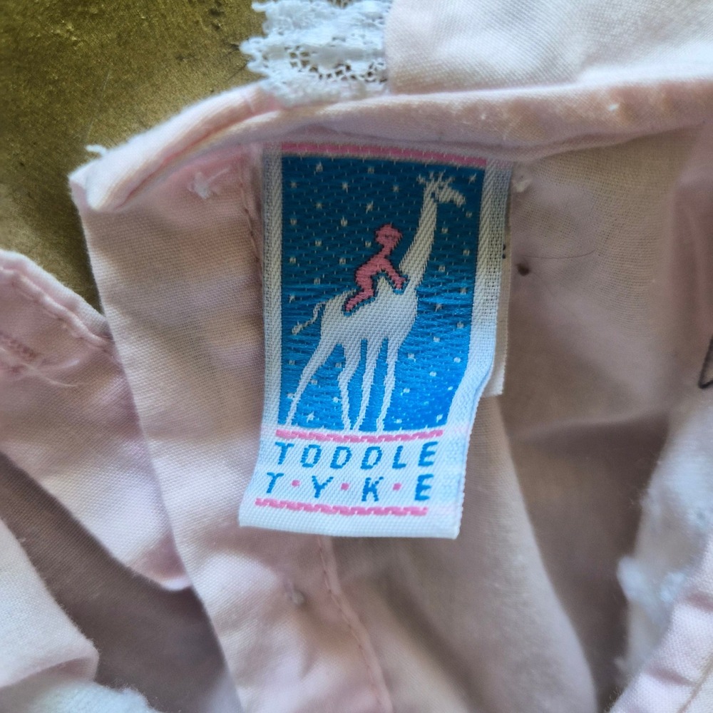 Vintage Toddle Tyke Pink Duckling Embroidered Romper Lace Collar 12M Easter - Picture 5 of 6